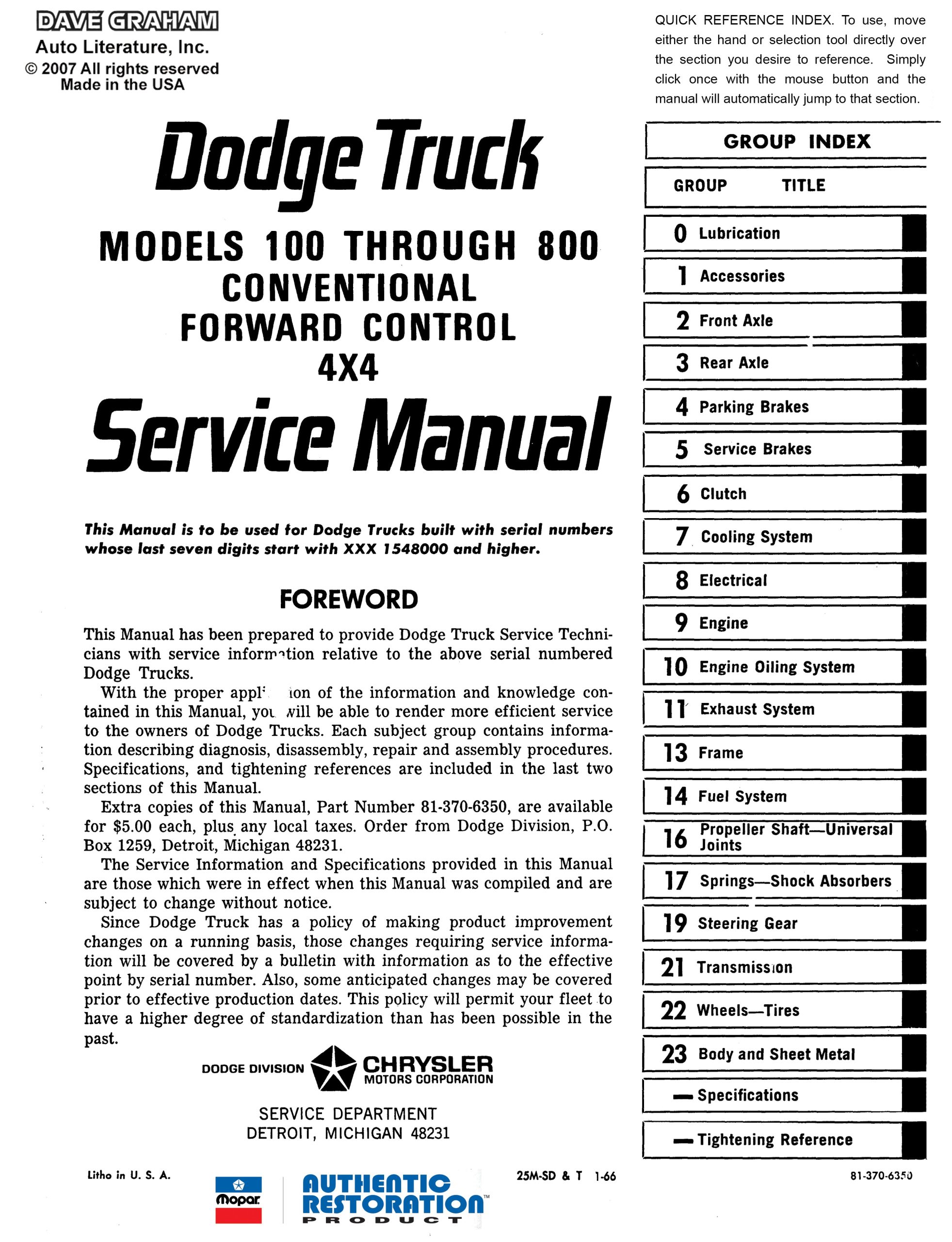 1967-1968 Dodge Truck Shop Manual - All Models - Image 5