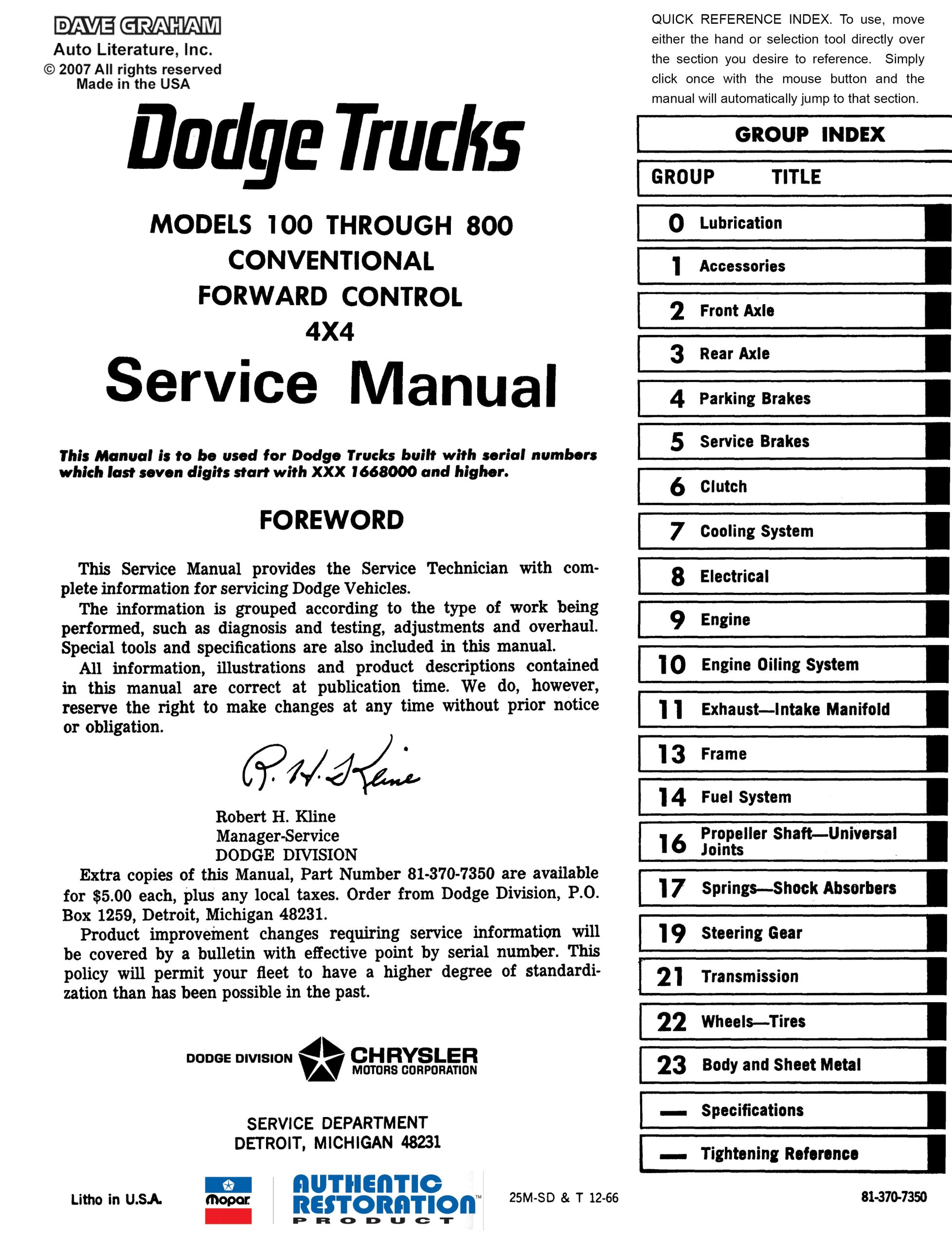 1967-1968 Dodge Truck Shop Manual - All Models - Image 3